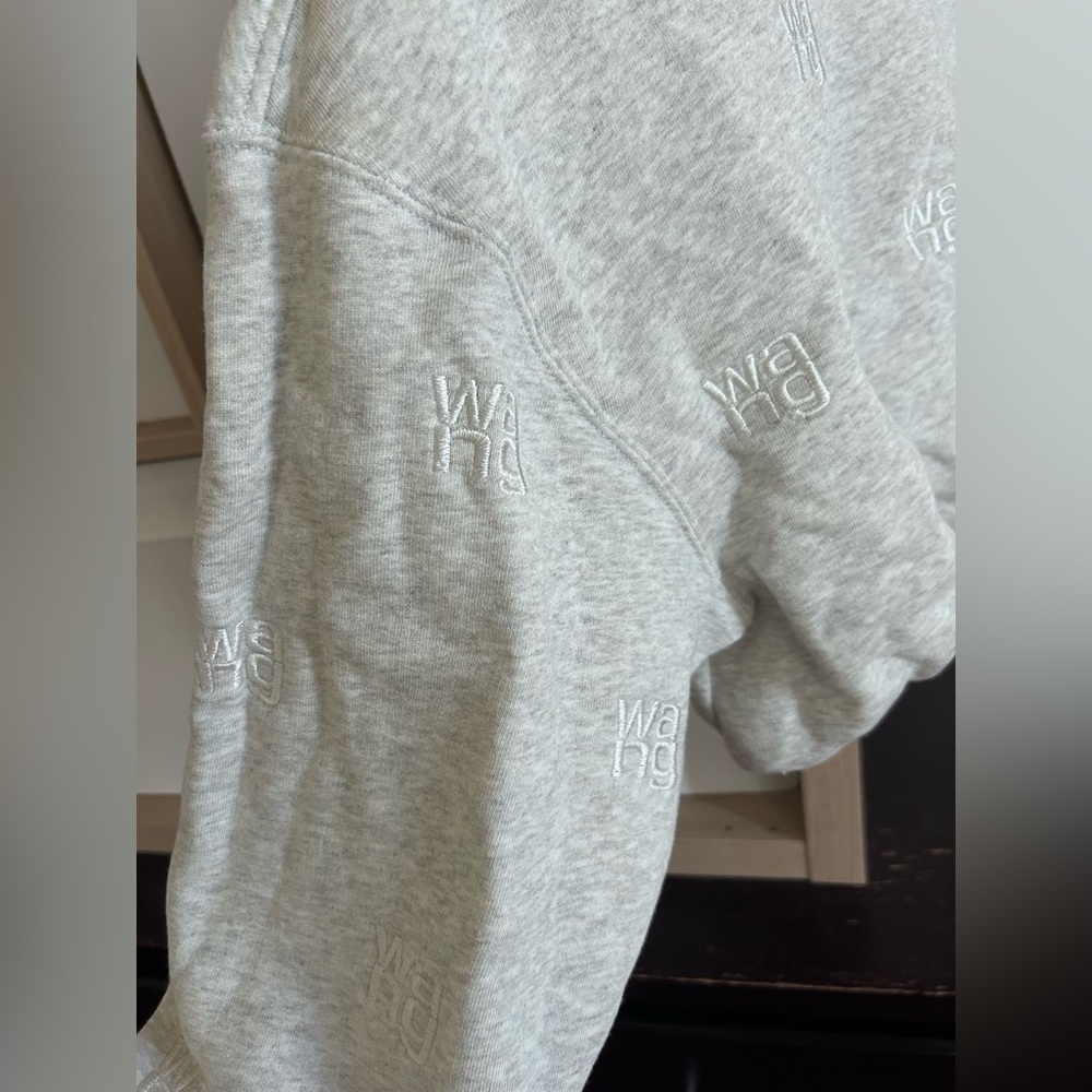 Alexander Wang All Over Logo Embroidery Monogram Turtleneck Sweatshirt Crop Top - Picture 5 of 17